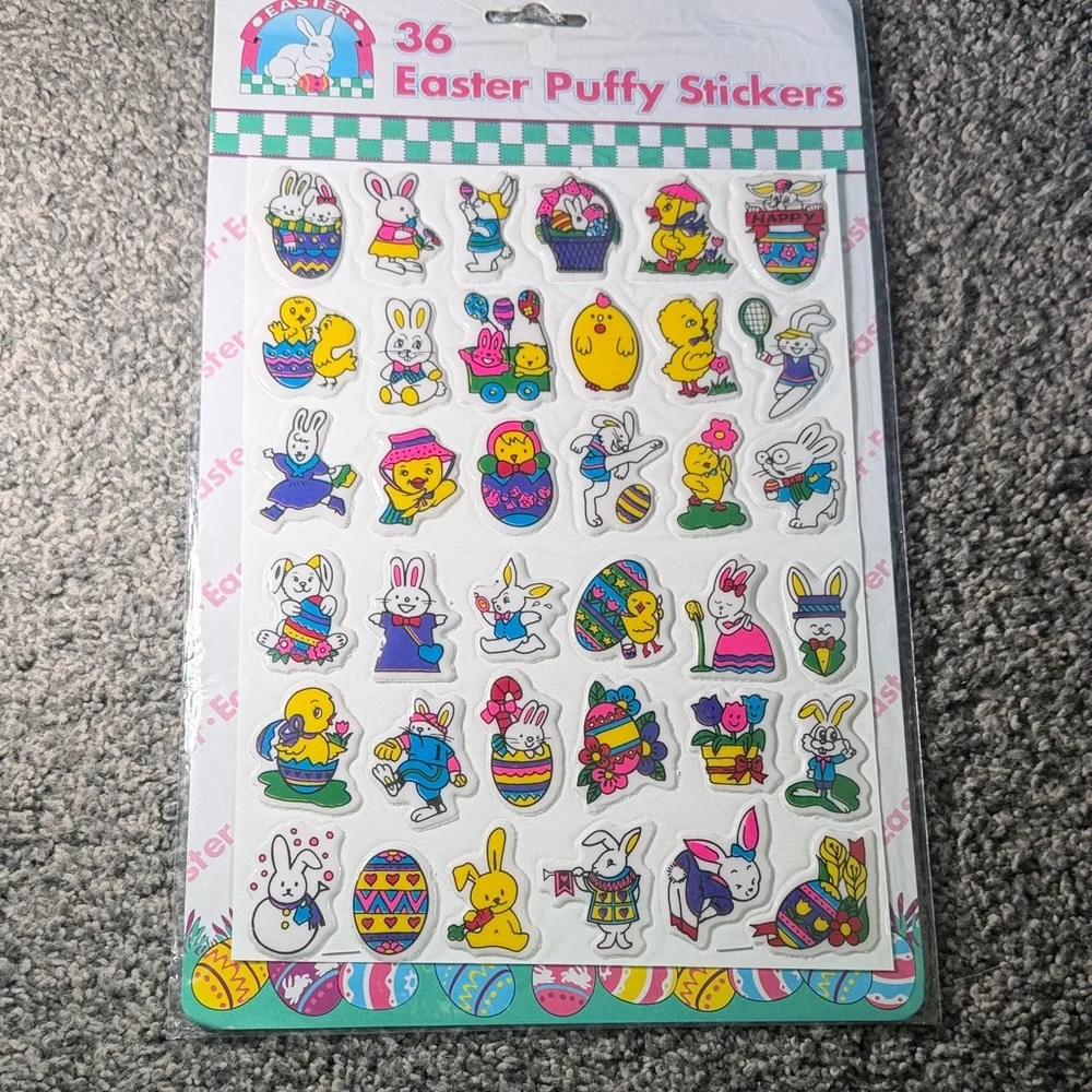 5/$25 Easter Puffy Stickers - 36 Easter Themed from 1998 Atico